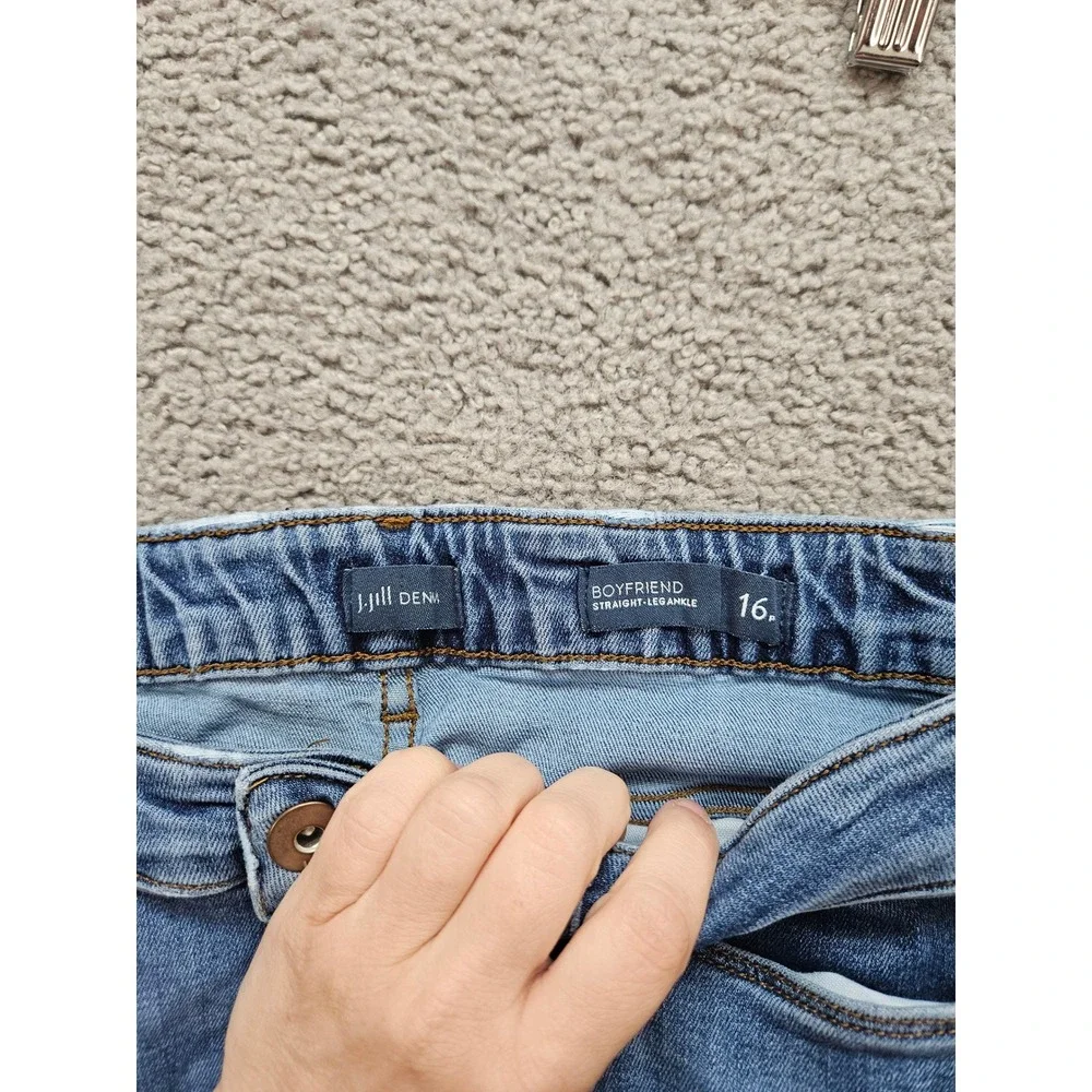 J. Jill Boyfriend Straight Leg Ankle Jeans 16P Blue Stretch Denim Petite